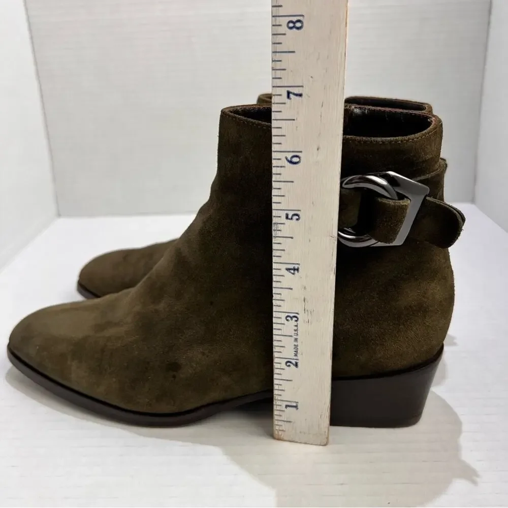 Aquatalia Ankle Boots Women's Size 8.5 Faria Buckle Suede Leather Boho Italy